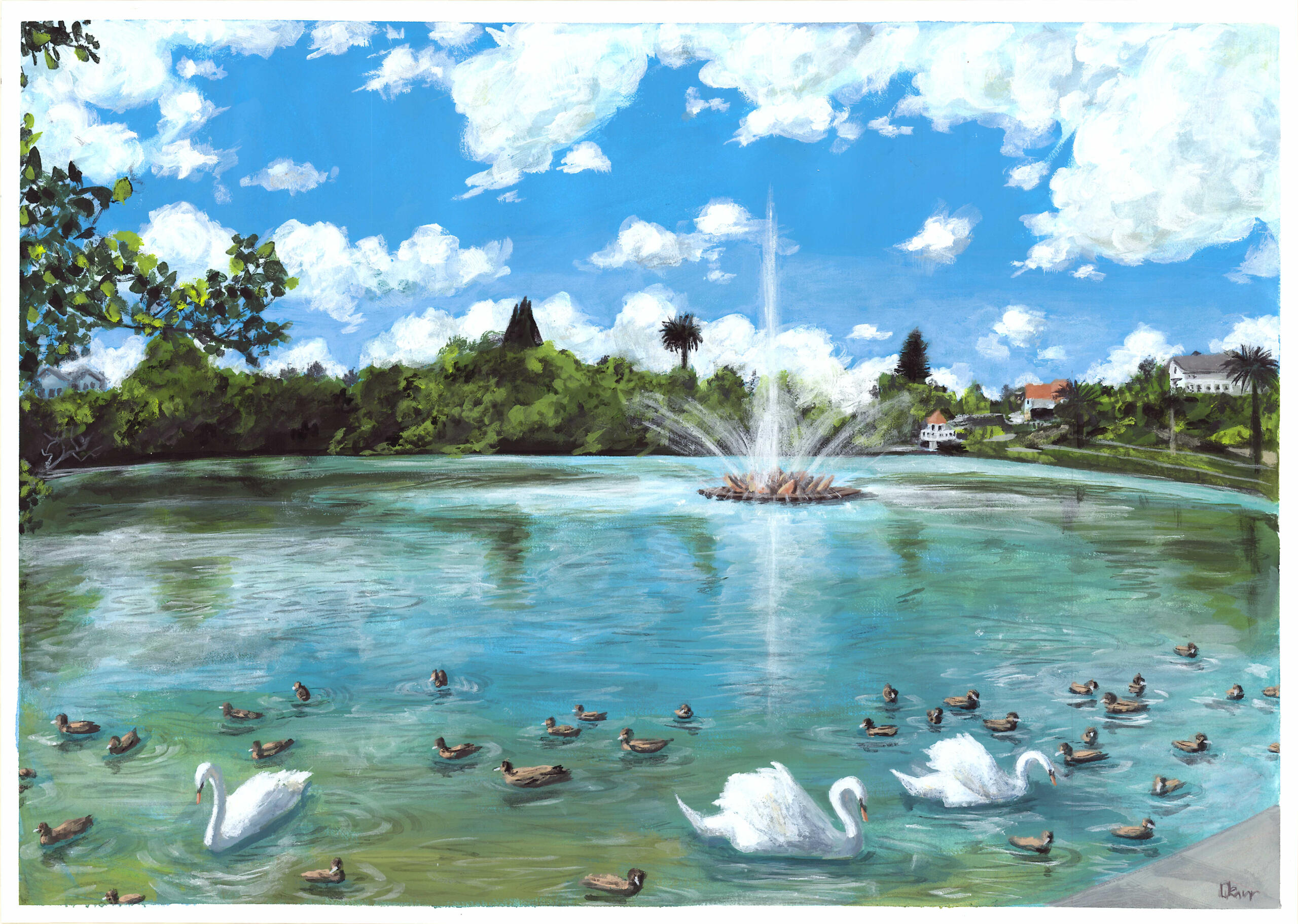 Virginia Lake, 2024. Gouache on watercolour paper.