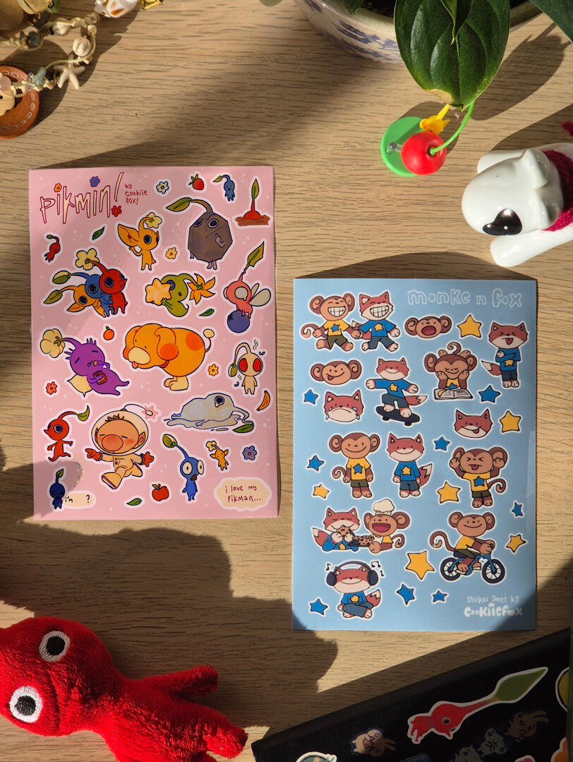 Pikmin, Monke and Fox Sticker Sheets